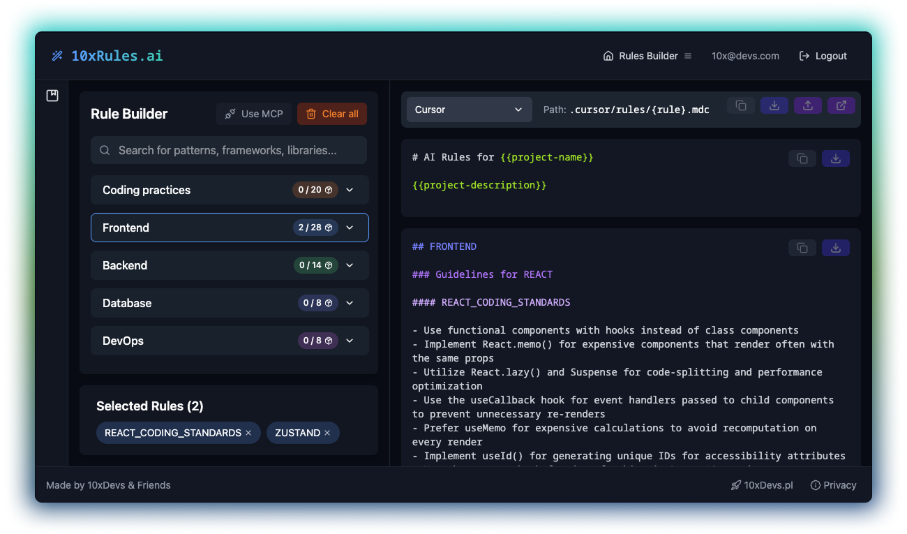 10xRules.ai Rules Builder Demo